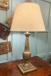 Wooden table lamp with shade