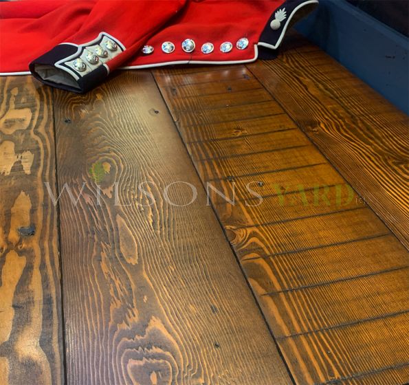 Salvaged ebonized Douglas Fir plank flooring 