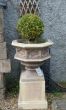 Gothic Stone Planters on Tall Plinths