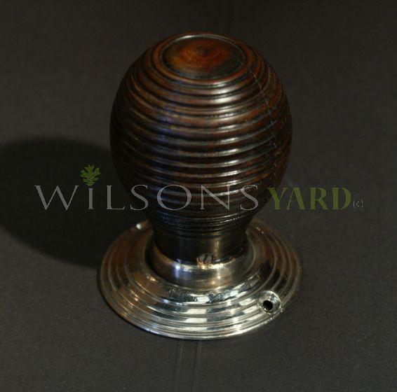 Hand made Beech Beehive Door Handles / Knobs with Nickel Back Plate