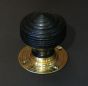 Ebonized Wooden Georgian Door Handle / Door Knob with Brass Back Plate