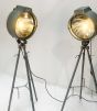 Pair of restored vintage tripod lights