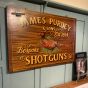 James Purdy shotgun wooden sign