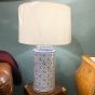 China blue table lamp with white shade