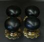 Ebonized Wooden Bun door Handle / Door Handle with Brass Petal Back Plate