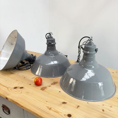 English industrial enamel factory lights 