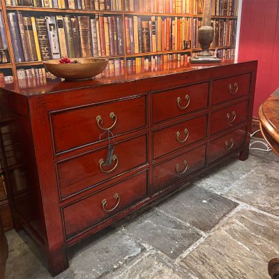 Antique style Shanxi Red 9 Drawer Sideboard