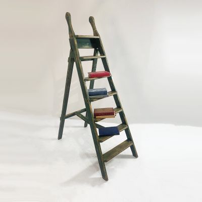 Edwardian green wooden step ladders (Decorative use only)