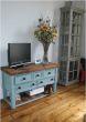 TV stand with Chunky reclaimed waxed pine top