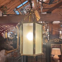 Edwardian polished brass hall lantern