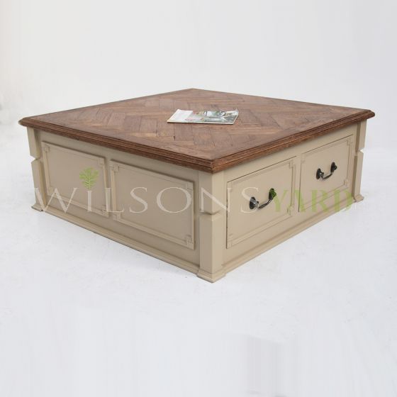 Bespoke parquet topped coffee table