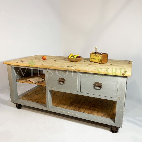 Original industrial Kitchen Island on castor wheels