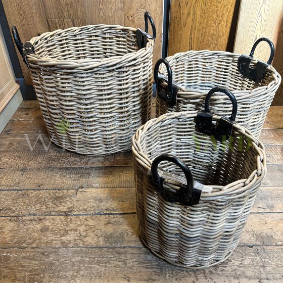 Hand crafted and hand woven log baskets . Indoor use only