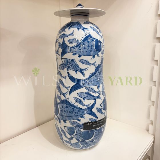 Blue and white Koi jar