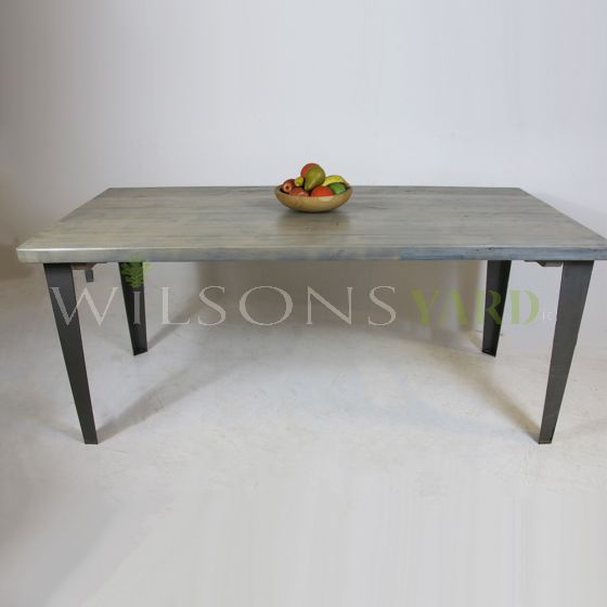 Grey topped kitchen table with metal legs