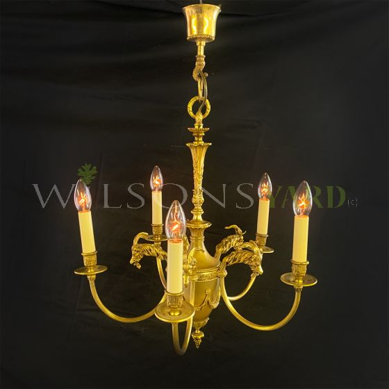 Vintage French Empire style cast bronze chandelier 