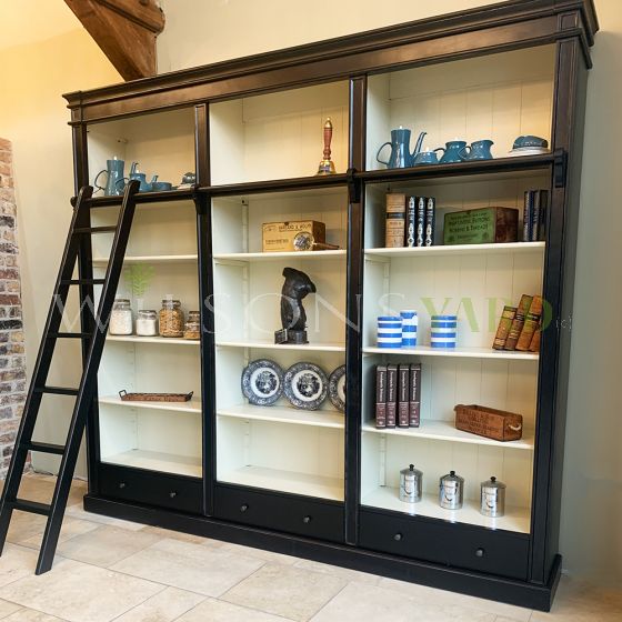 Extra large period style bookcase with ladder bar