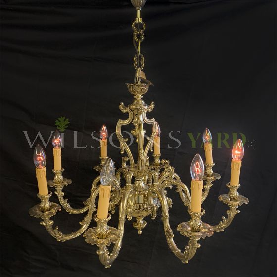Restored 8 arm French foliate chandelier 