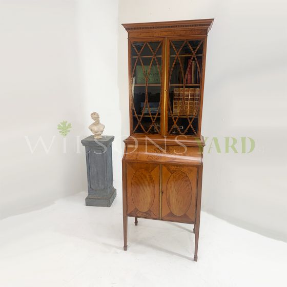 Victorian glazed bookcase in figured inlaid Mahogany