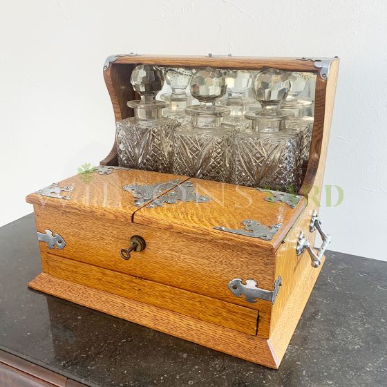 Edwardian Oak Tantalus