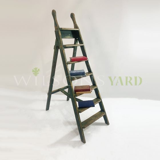 Edwardian green wooden step ladders (Decorative use only)