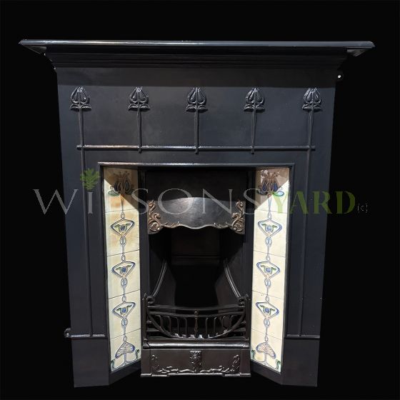 Original Art Nouveau tiled fireplace