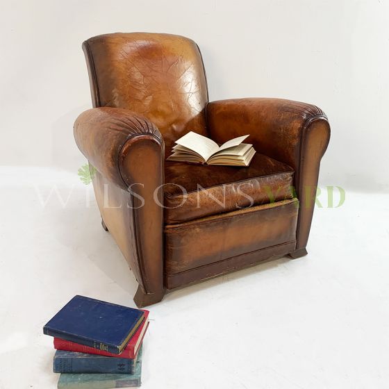 1930's French leather salon chair