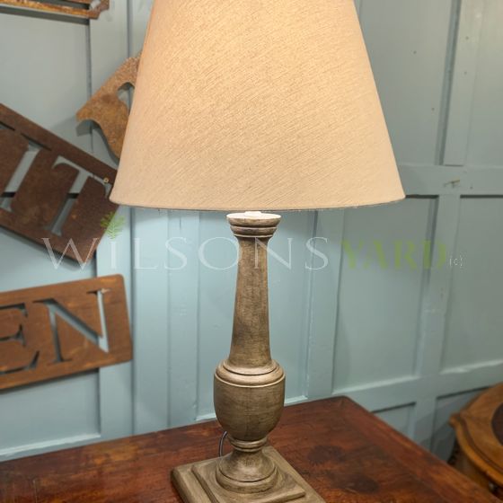 Wooden table lamp with shade