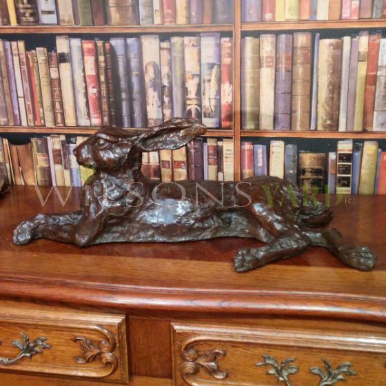 Bronze Resting Hare Sculpture
