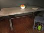 Grey Topped Painted Table with Metal X Legs